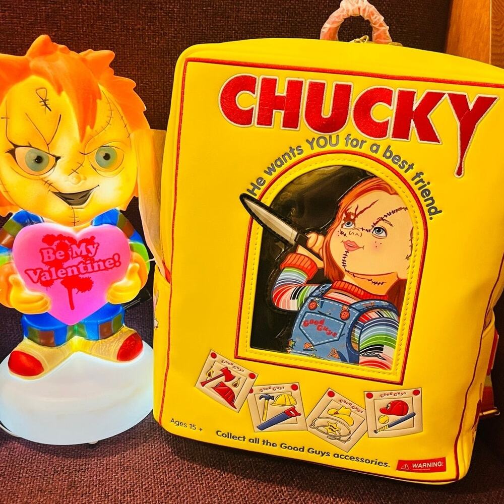 Chucky Valentines Day Bundle Lot Backpack Light up Blow Mold Be my Valentine